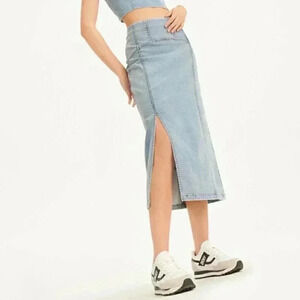 DKNY Terry Seamed Midi Skirt